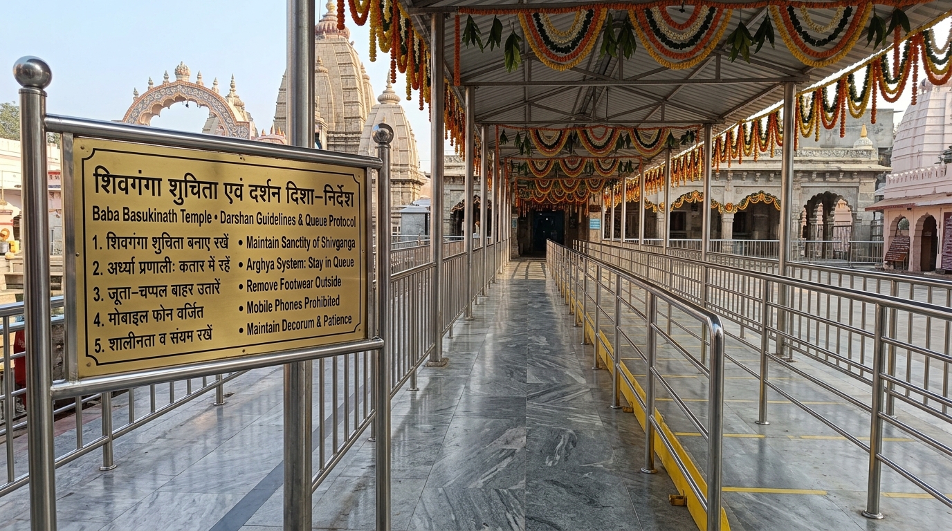 शिवगंगा एवं मंदिर दर्शन निर्देश • Shivganga Sanctity, Queue Protocols & Guidelines